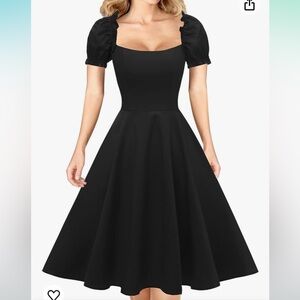 NWOT HANPCEIRS black short puffy sleeve square neck 1950s mini dress size XL